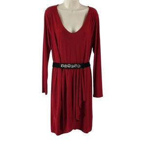 Daisy Fuentes Elegant Red Long Sleeve Dress